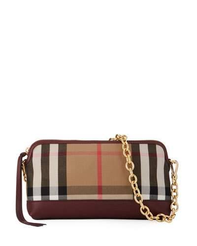 House Check And Leather Clutch Bag