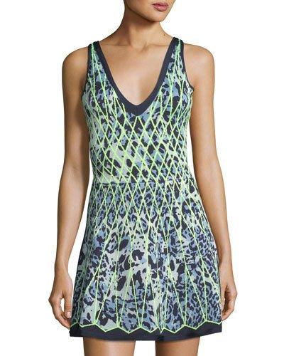 V-neck Leopard-print Cocktail Dress
