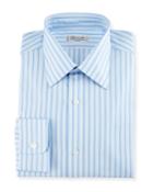 Striped Cotton Dress Shirt, Blue/white