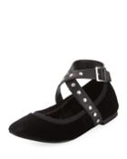 Dean Stud Velvet Ballet Flats