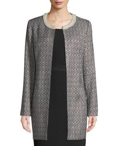 Pearl-collar Tweed Topperjacket