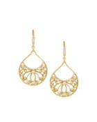 Curly Diamond-detailed Gold Scrollwork Earrings