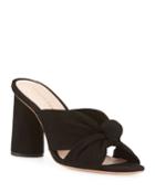 Coco Knotted Suede Block-heel