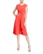 Sleeveless Crewneck Fit Flare Dress