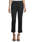 Easy-fit Cropped Straight-leg Pants, Black