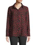 Heart Print High-low Blouse