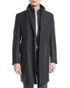 Id Classic Plaid Card Coat, Charcoal