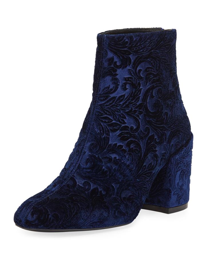 Instep Velvet Block-heel Booties