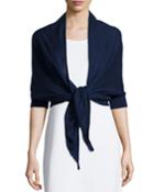 Minnie Rose Tie-front Cotton Cardigan, Sapphire (blue), Women's,