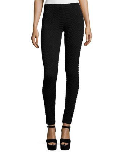 Quilted Slim-fit Pants, Black