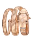 22mm Glam Snake Coil Bracelet Watch, Rose Gold