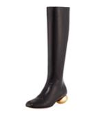 Leather Boots With Golden Heel