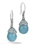 Classic Chain Celestial Orb Blue Quartz & Sapphire Drop Earrings