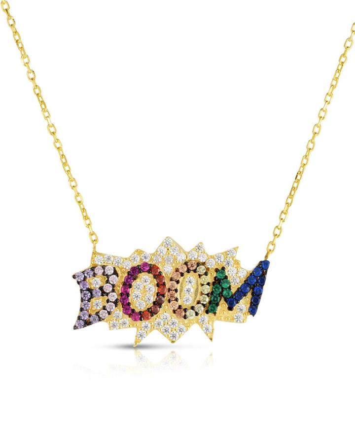 Cubic Zirconia Boom Pendant Necklace