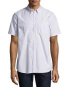 Nadim Striped Short-sleeve Sport Shirt, Ballad Blue