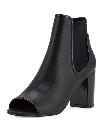 Irita Leather Open-toe Bootie, Black