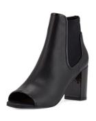 Irita Leather Open-toe Bootie, Black
