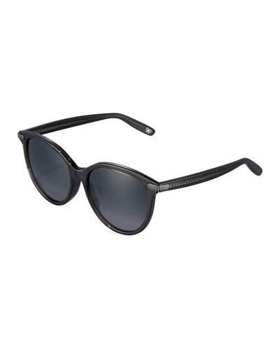 Modified Oval Acetate Sunglasses, Dark Gray