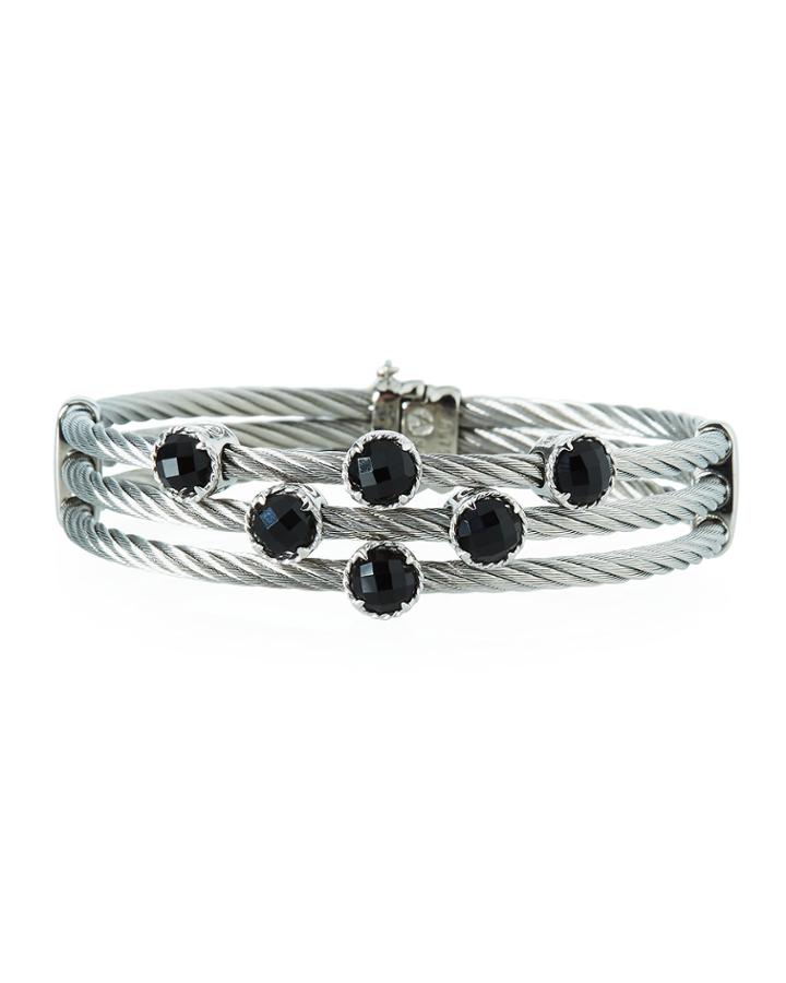 Triple-cable Bangle W/ Black Onyx