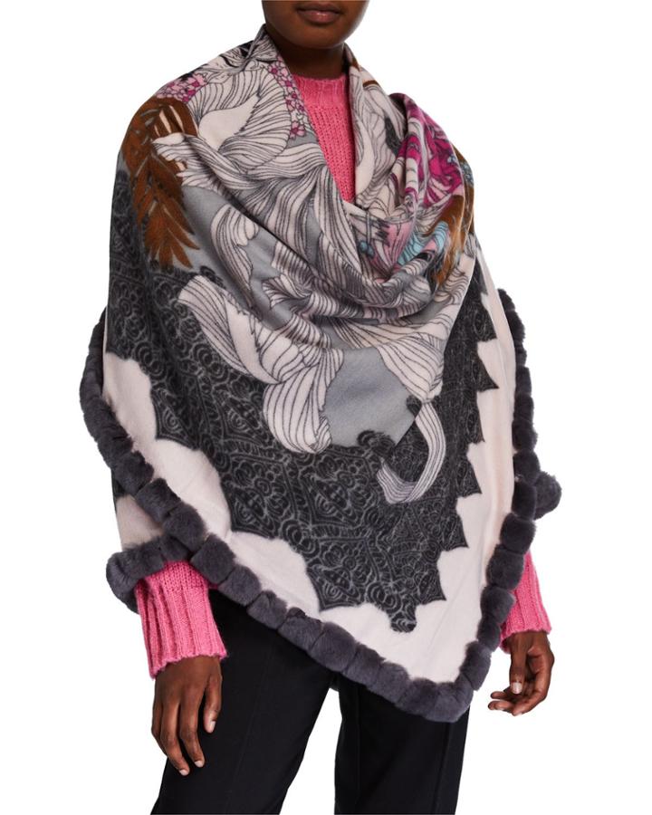 Oversized Wrap W/ Fur Trim
