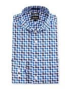 Trim-fit Regular-finish Check Dress Shirt, Blue/black