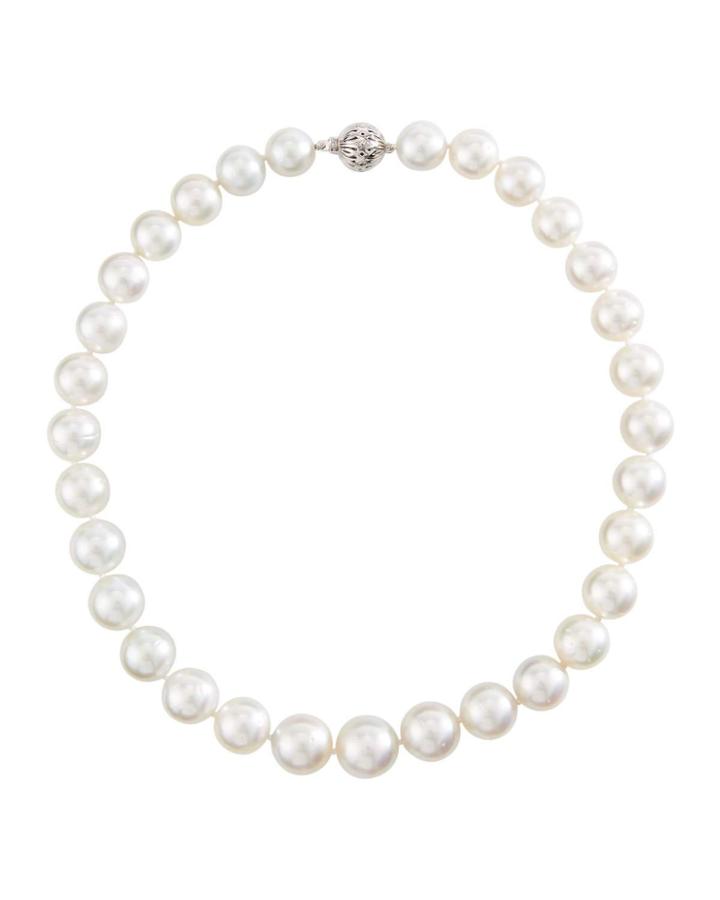 14k White Gold Button South Sea Pearl Necklace
