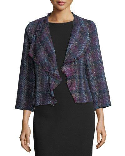 Waterfall-front Plaid Jacket
