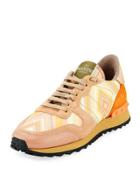 Striped Leather Sneaker, Orange/multi