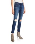 Le High Skinny Rv Slit-hem Jeans With Ripped Knees