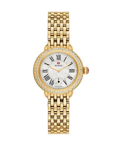 Serein 28mm 18k Gold-plated Bracelet Watch With Diamond Bezel