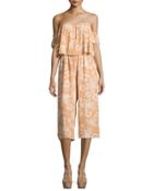 Nusa Dua Off-shoulder Printed Jumpsuit, Orange Pattern