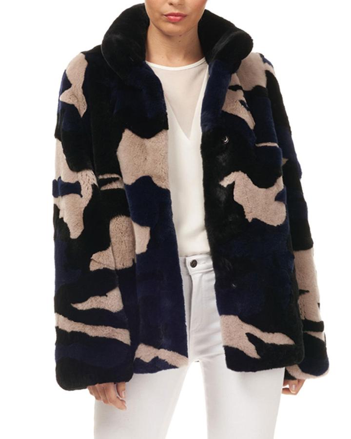 Intarsia Camo Rex Rabbit Fur