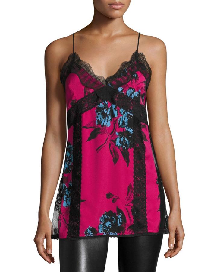Decon V-neck Floral-print Camisole Slip Top W/