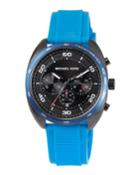 43mm Dane Silicone Chronograph Watch, Black/blue