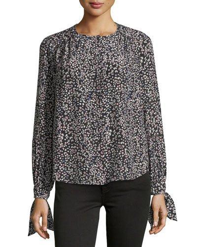 Pop Floral Tie-sleeve Top