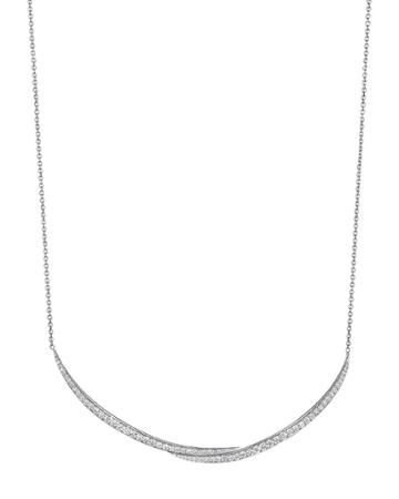 18k White Gold Overlapping All Diamond Crescent Necklace