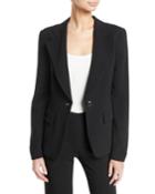 Notched-lapels One-button Cady Jacket W/ Ruched Back Detail