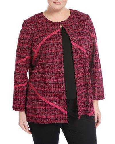 Tweed Knit Jacket, Pink/black,