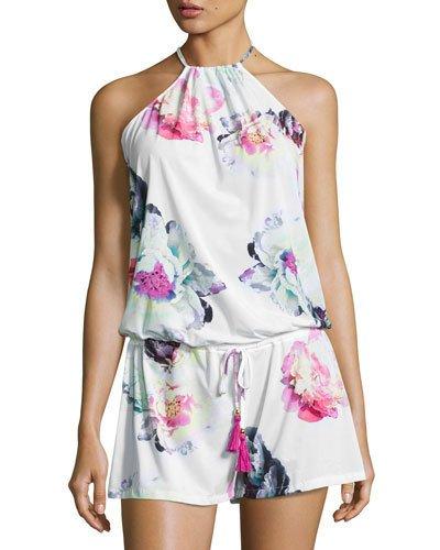 Reagan Floral-print Romper, White Pattern