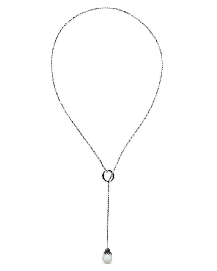 South Sea Pearl Lariat Necklace, White