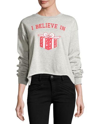 Graphic-front High-low Sweatshirt, Gray