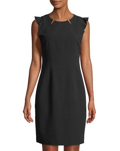 Hardware-front Ruffled-cap-sleeve
