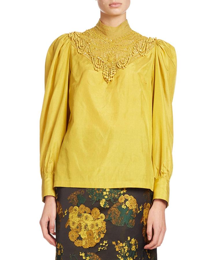 Coxy Beaded Mock-neck Blouse