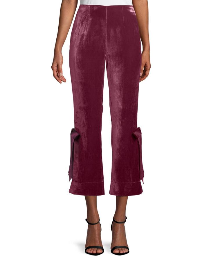 Lou Cropped Velvet Pants W/ Ribbons