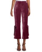 Lou Cropped Velvet Pants W/ Ribbons