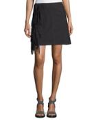 Fringed-trim Miniskirt, Dark Gray