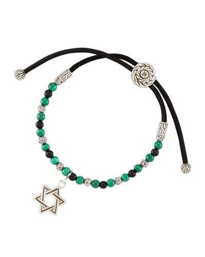 Men's Star Of David Charm Bracelet In Onyx/malachite