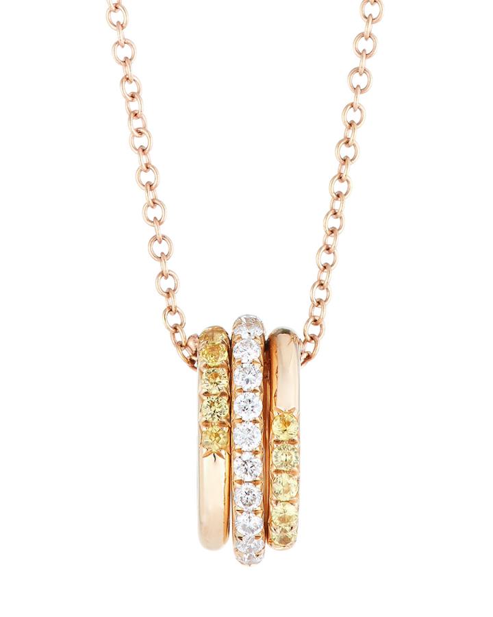 18k Pink Gold Diamond & Yellow Sapphire Necklace