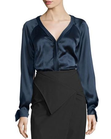 Long-sleeve Charmeuse Blouse,