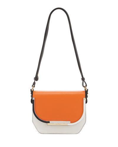 Colorblock Saddle Crossbody Bag, Orange